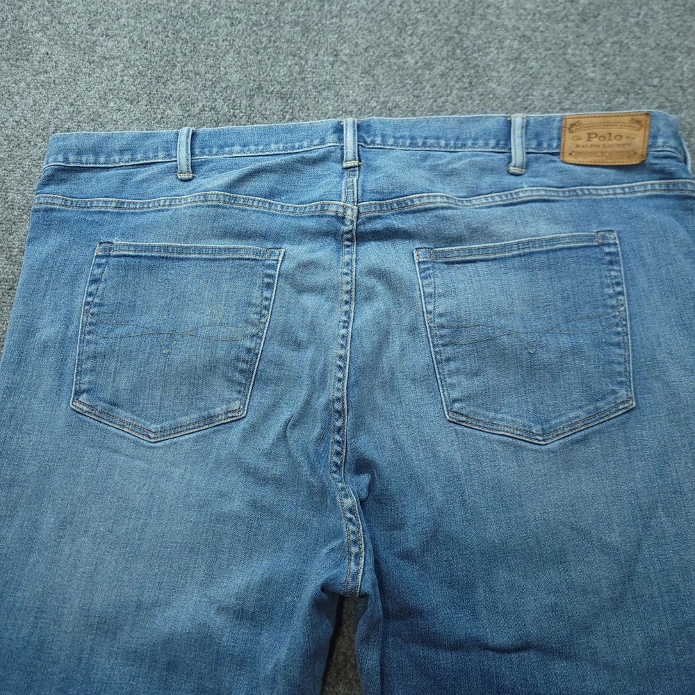 Polo Ralph Lauren Mens 46x30 Blue Stretch Straight Leg Denim Jeans Medium Wash
